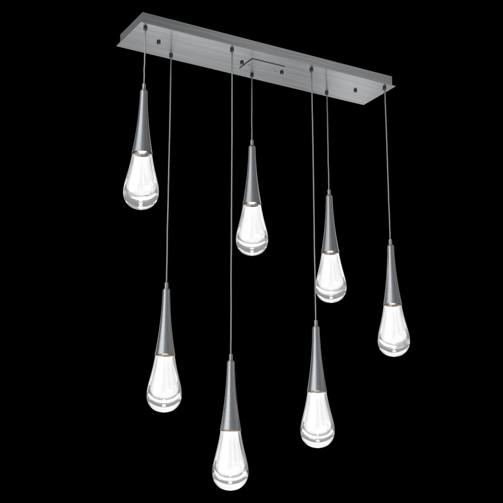 Raindrop Linear 7 PC.-Gunmetal-Blown Glass