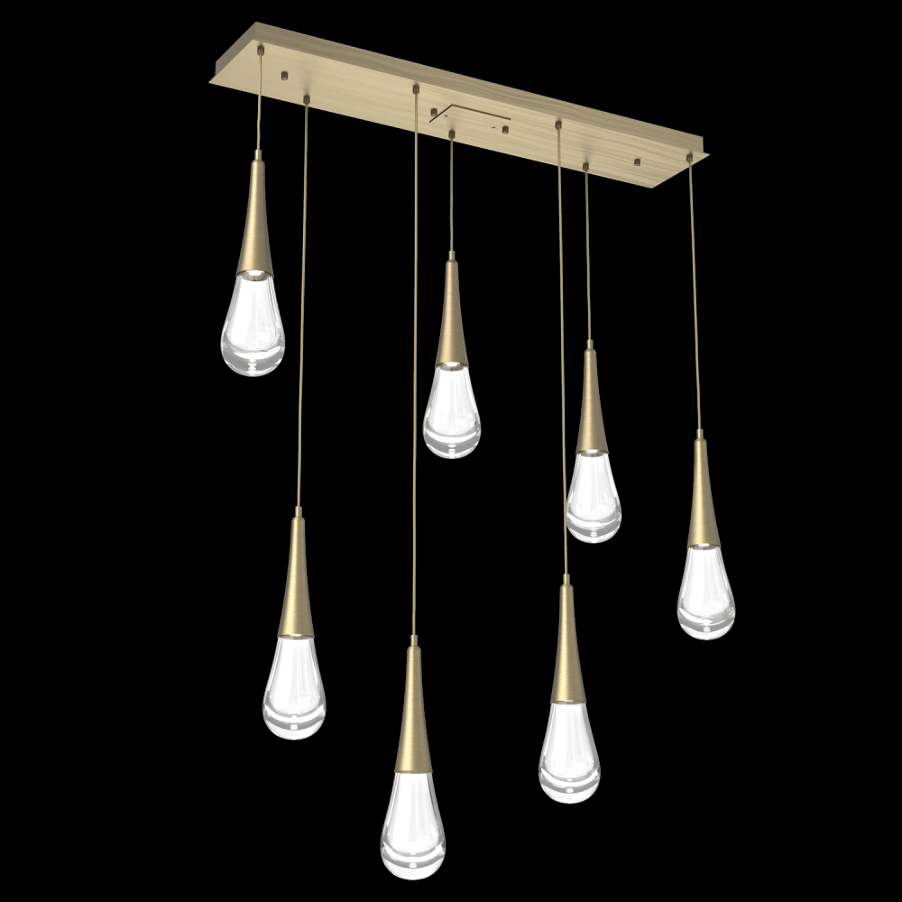 Raindrop Linear 7 PC.-Heritage Brass-Blown Glass