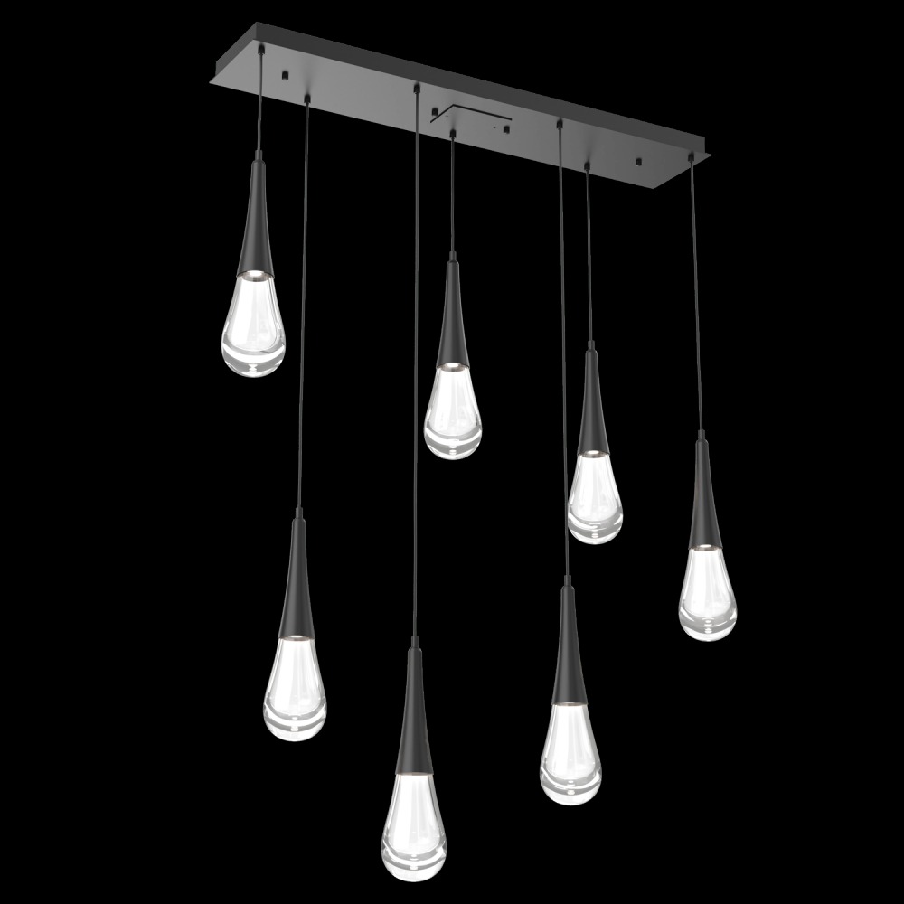 Raindrop Linear 7 PC.-Matte Black-Blown Glass