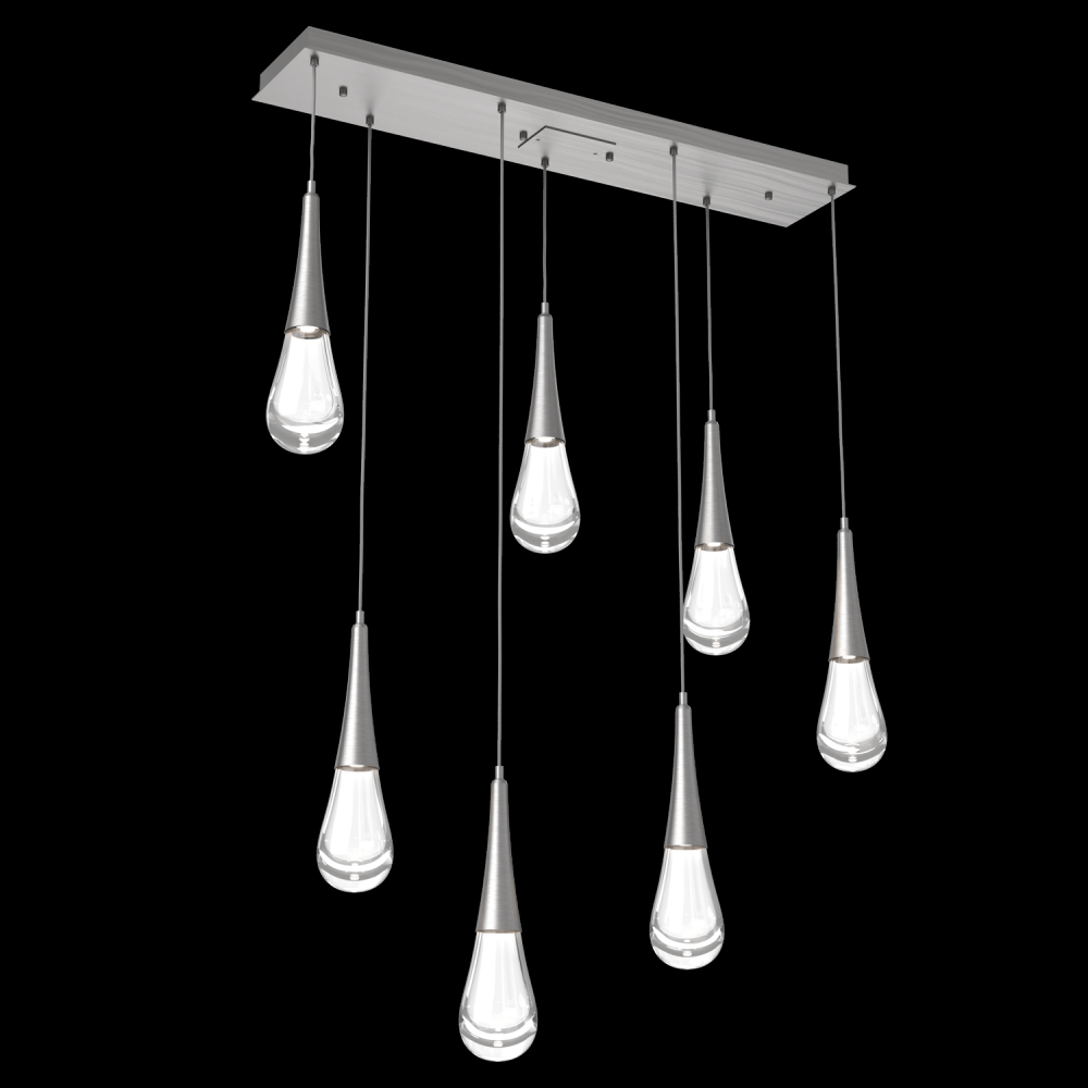 Raindrop Linear 7 PC.-Satin Nickel-Blown Glass