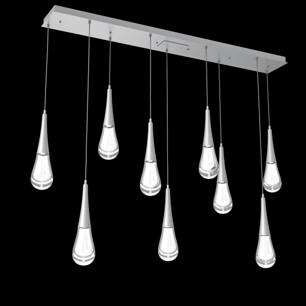 Raindrop Linear 9 PC.-Classic Silver-Blown Glass