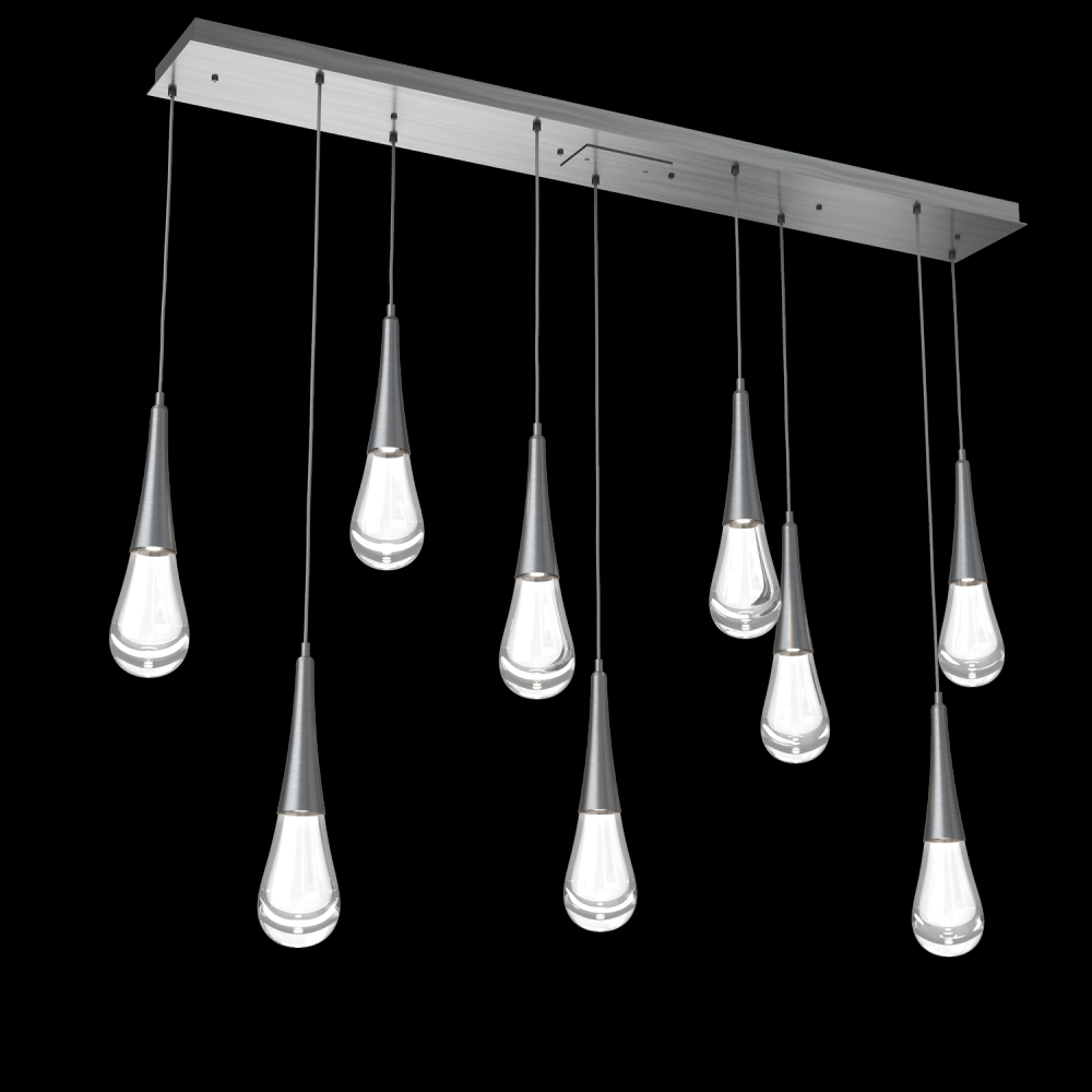 Raindrop Linear 9 PC.-Gunmetal-Blown Glass