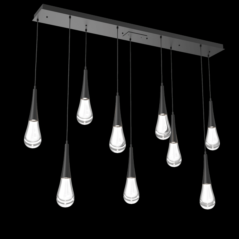 Raindrop Linear 9 PC.-Matte Black-Blown Glass