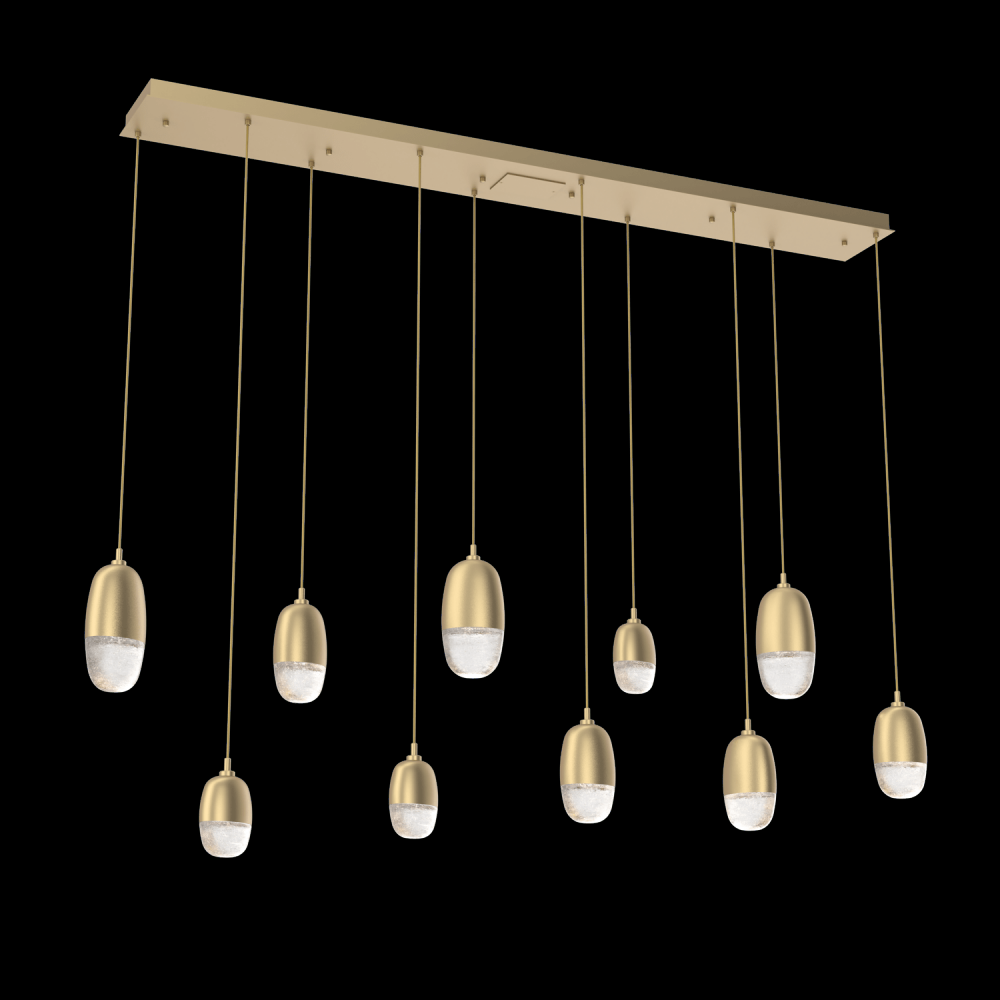 Pebble 9 Linear Multiport S/M/L Glass-Gilded Brass-Pebble Clear