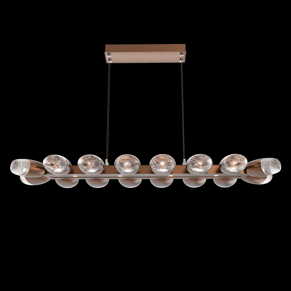 Pebble Linear Suspension 48&#34; Small Glass-Burnished Bronze-Pebble Clear