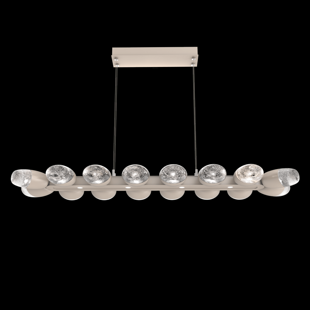 Pebble Linear Suspension 48&#34; Small Glass-Beige Silver-Pebble Clear