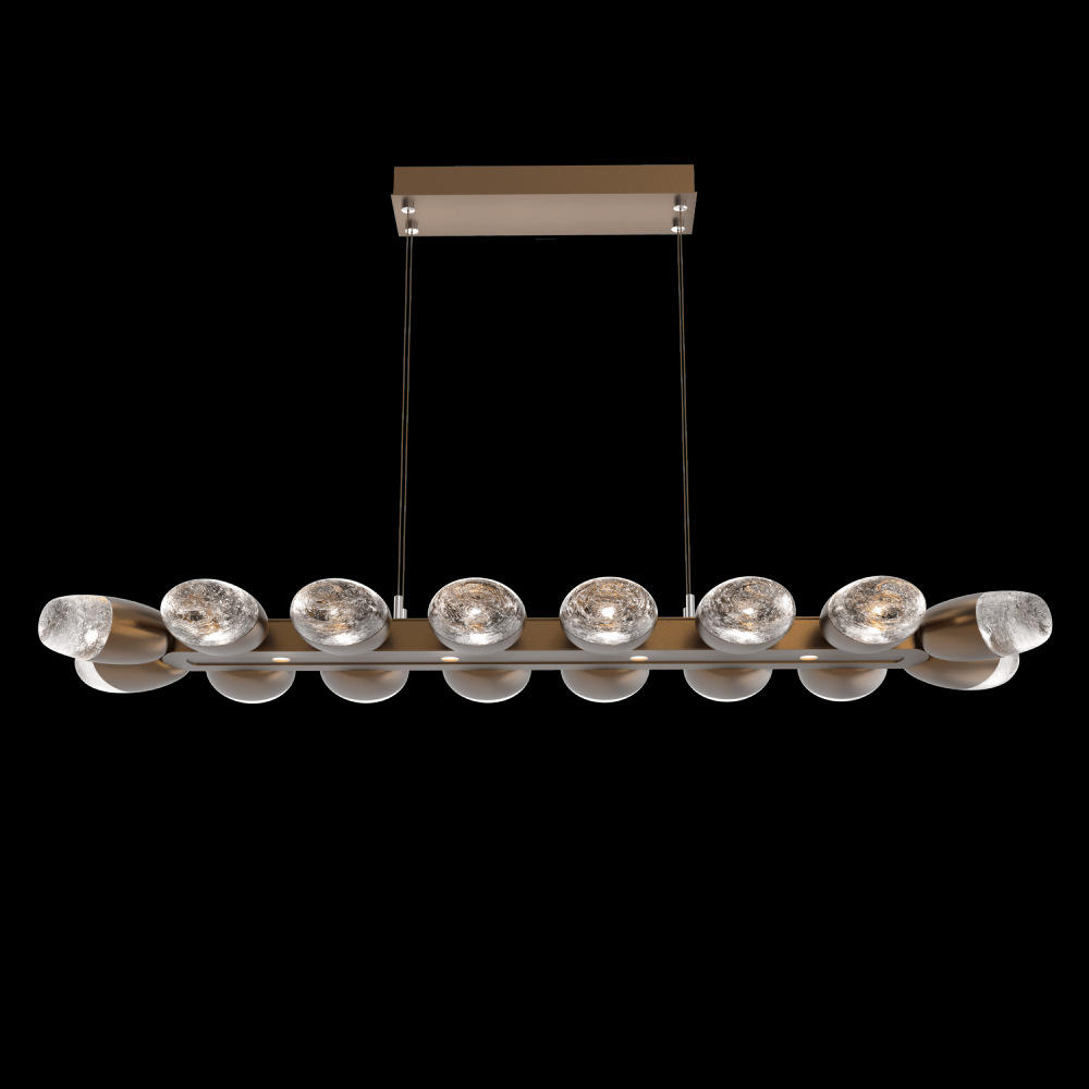 Pebble Linear Suspension 48&#34; Small Glass-Flat Bronze-Pebble Clear