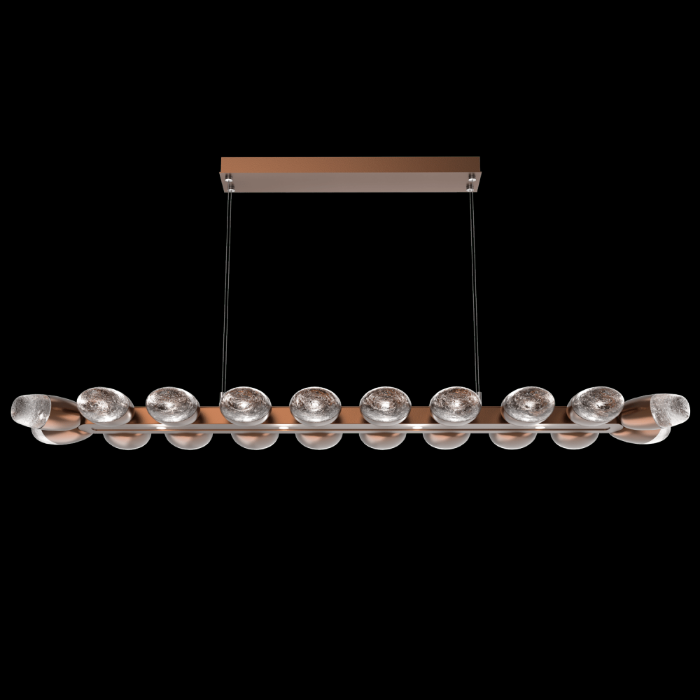 Pebble Linear Suspension 60&#34; Small Glass-Burnished Bronze-Pebble Clear