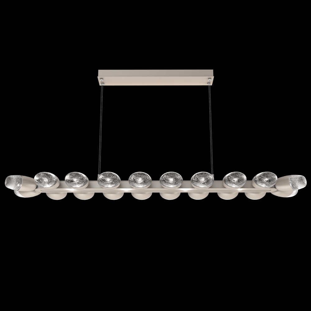 Pebble Linear Suspension 60&#34; Small Glass-Beige Silver-Pebble Clear