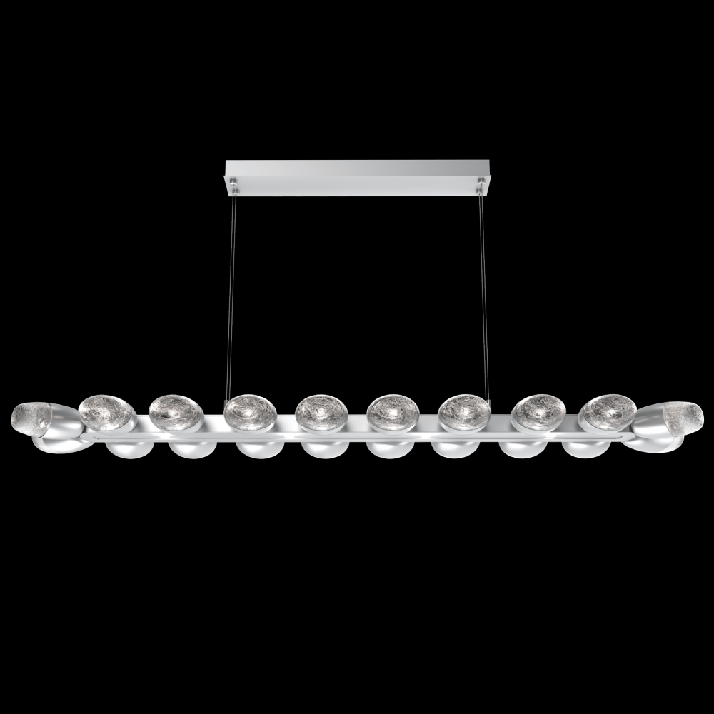 Pebble Linear Suspension 60&#34; Small Glass-Classic Silver-Pebble Clear