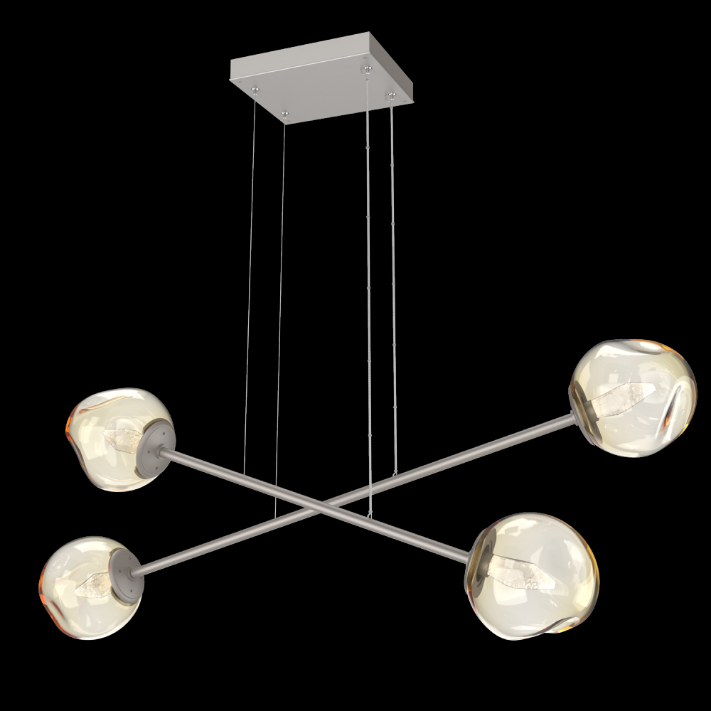 Luna Double Moda-Beige Silver-Geo Inner - Amber Outer-Stainless Cable-LED 3000K