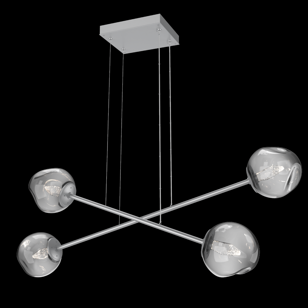 Luna Double Moda-Classic Silver-Geo Inner - Smoke Outer-Stainless Cable-LED 3000K