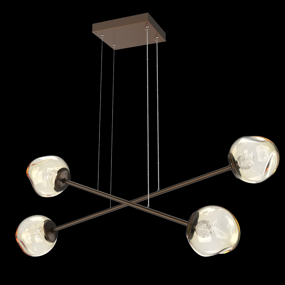 Luna Double Moda-Flat Bronze-Floret Inner - Amber Outer-Stainless Cable-LED 3000K
