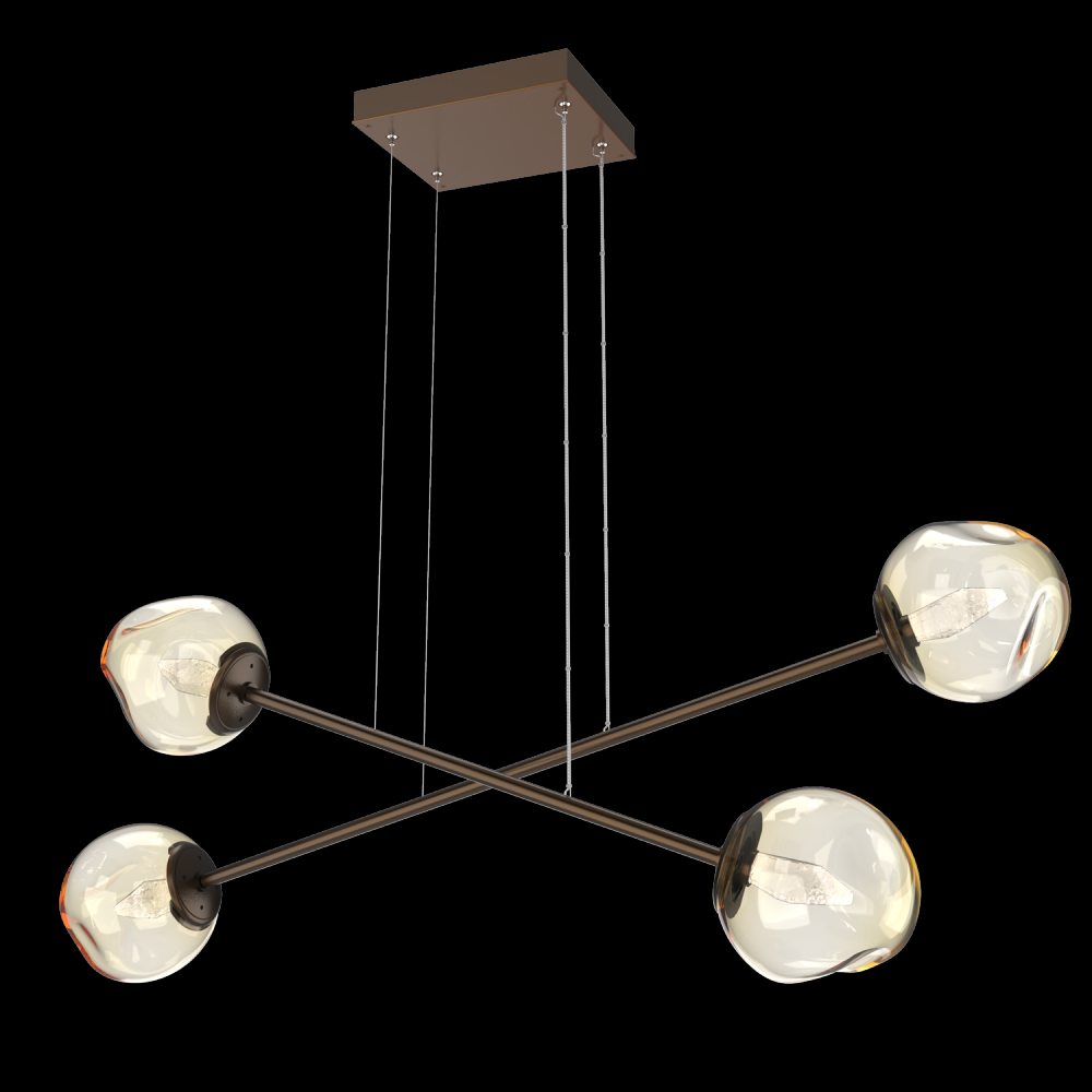 Luna Double Moda-Flat Bronze-Geo Inner - Amber Outer-Stainless Cable-LED 3000K