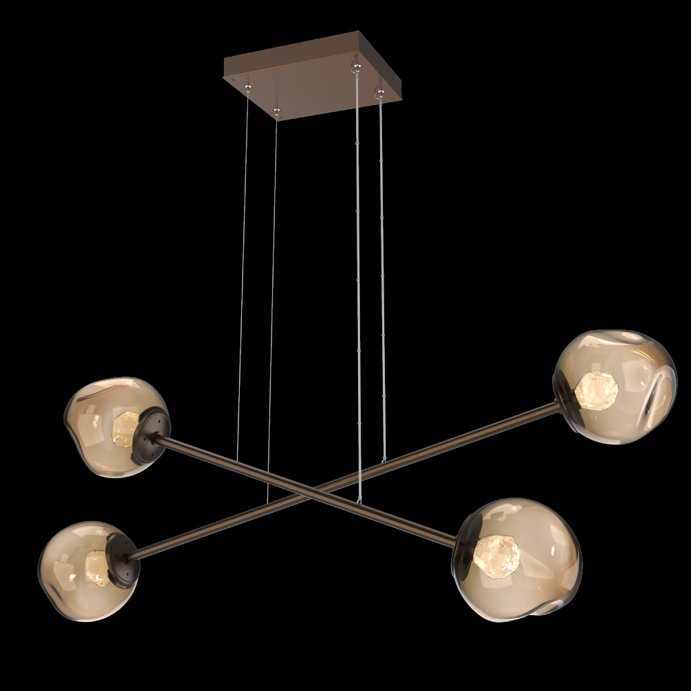 Luna Double Moda-Flat Bronze-Zircon Inner - Bronze Outer-Stainless Cable-LED 3000K