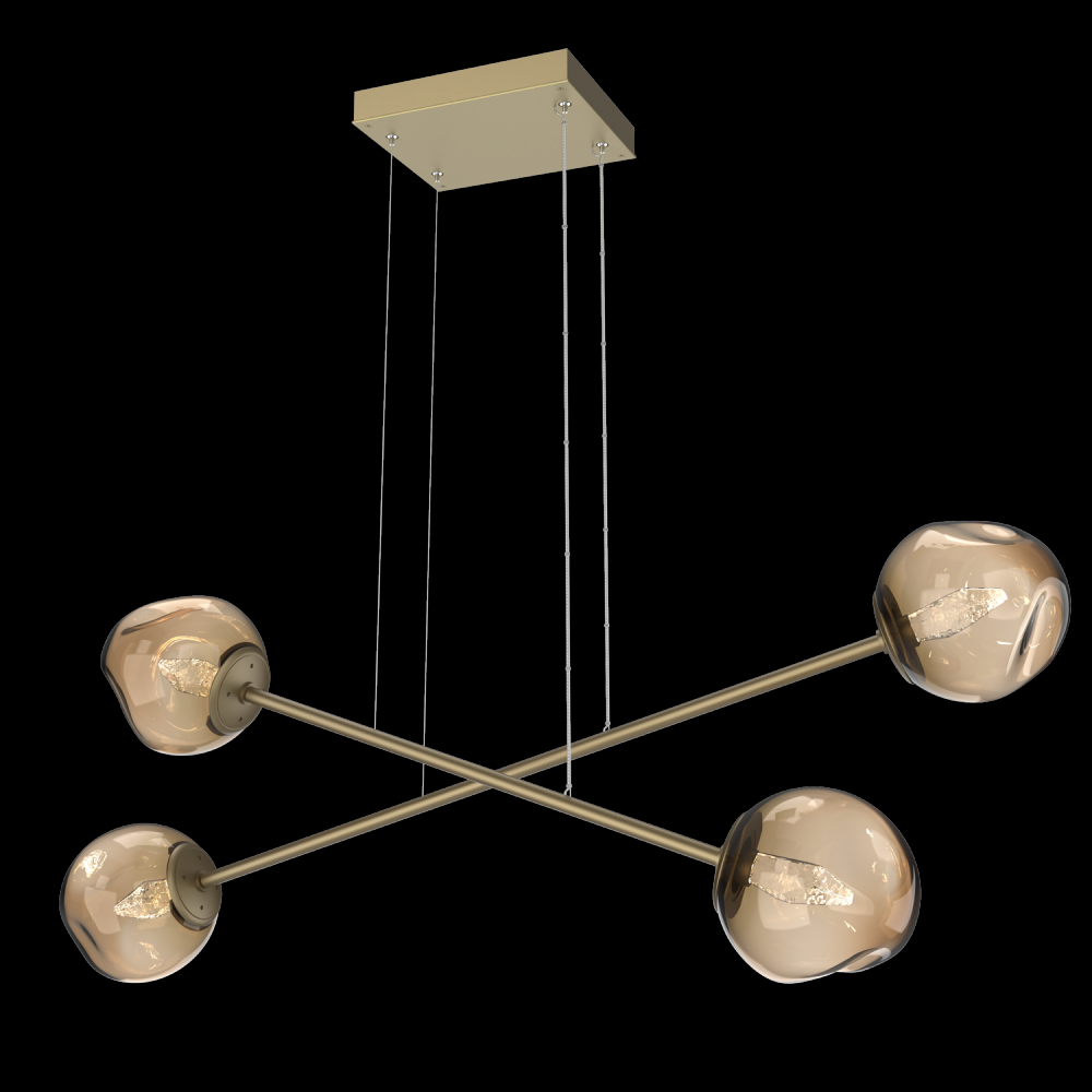 Luna Double Moda-Gilded Brass-Geo Inner - Bronze Outer-Stainless Cable-LED 3000K