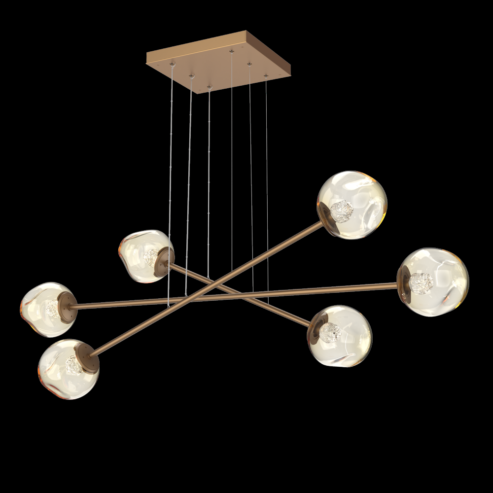 Luna Triple Moda-Novel Brass-Floret Inner - Amber Outer-Stainless Cable-LED 2700K