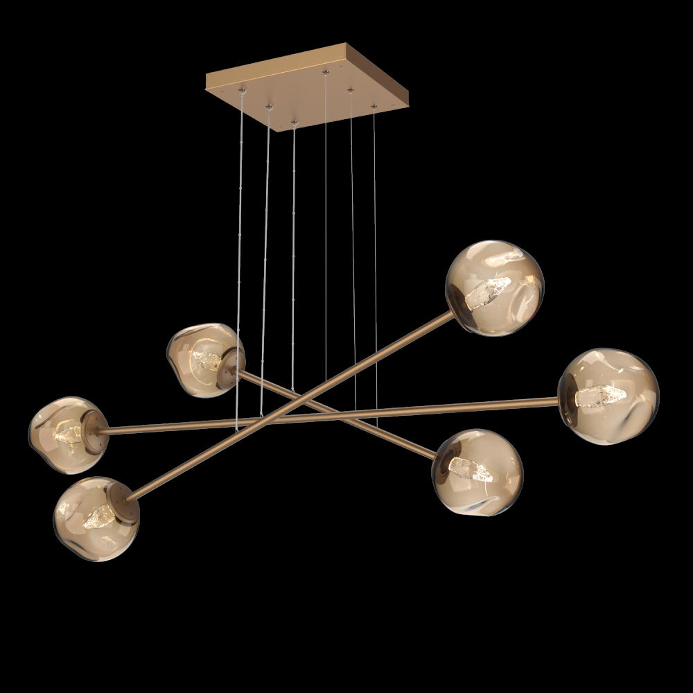 Luna Triple Moda-Novel Brass-Geo Inner - Bronze Outer-Stainless Cable-LED 2700K