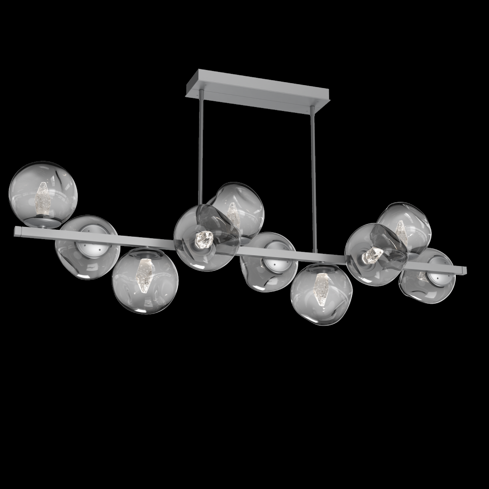 Luna 10pc Twisted Branch-Classic Silver-Geo Inner - Smoke Outer-Threaded Rod Suspension-LED 2700K