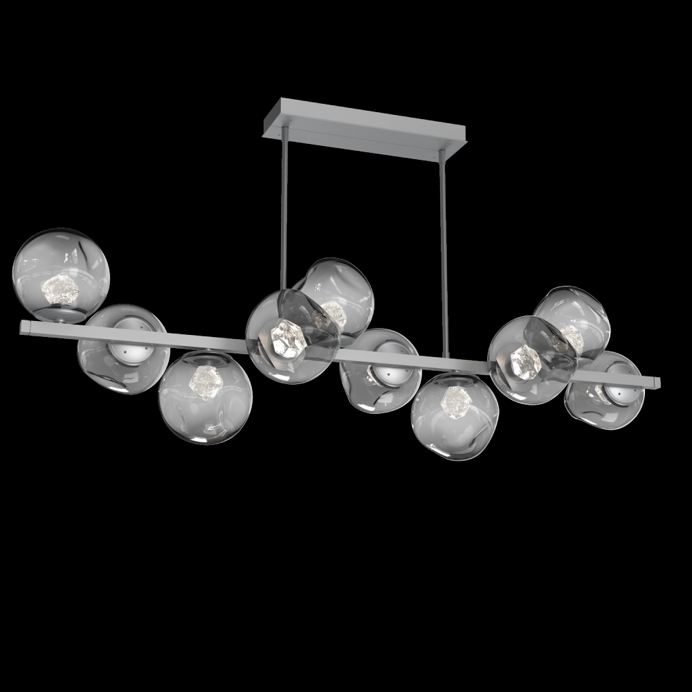 Luna 10pc Twisted Branch-Classic Silver-Zircon Inner - Smoke Outer-Threaded Rod Suspension-LED 2700K