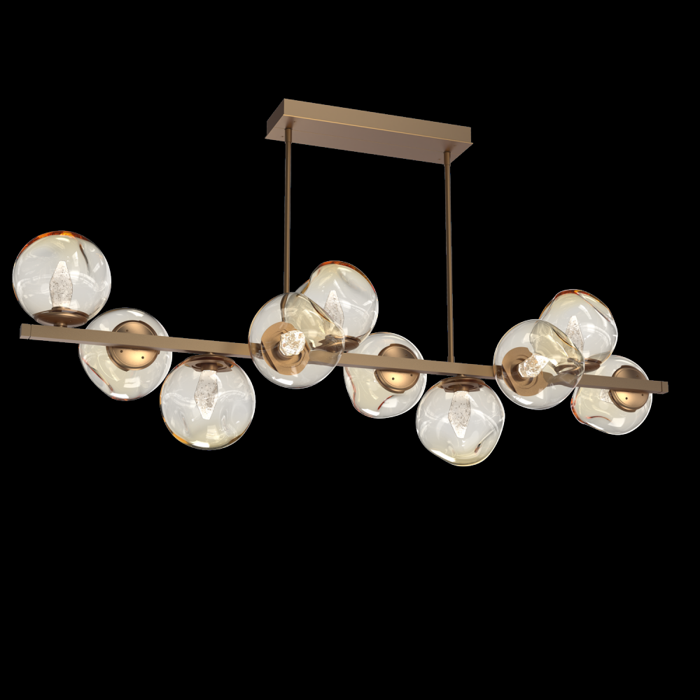 Luna 10pc Twisted Branch-Novel Brass-Geo Inner - Amber Outer-Threaded Rod Suspension-LED 2700K