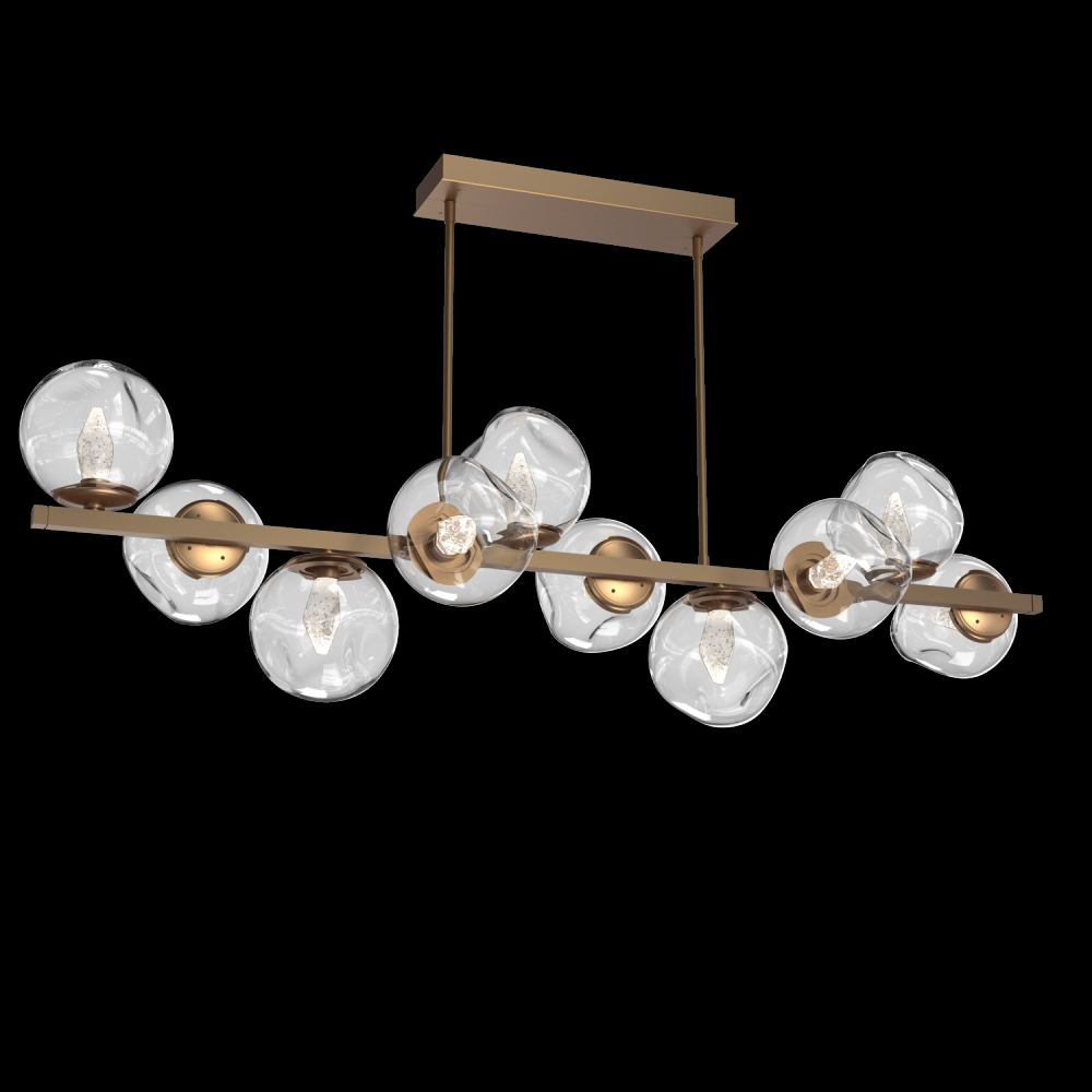 Luna 10pc Twisted Branch-Novel Brass-Geo Inner - Clear Outer-Threaded Rod Suspension-LED 2700K