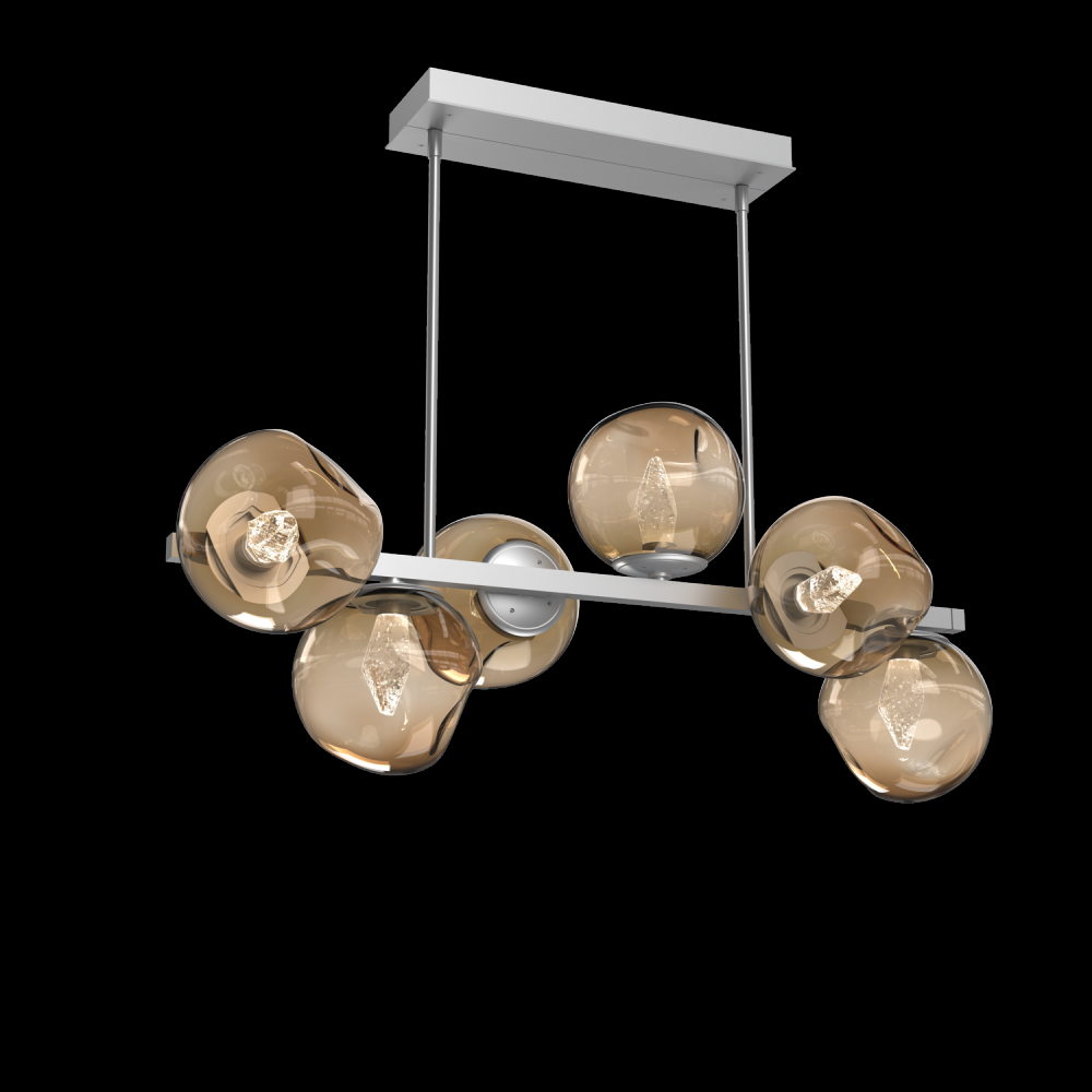 Luna 6pc Twisted Branch-Classic Silver-Geo Inner - Bronze Outer-Threaded Rod Suspension-LED 3000K