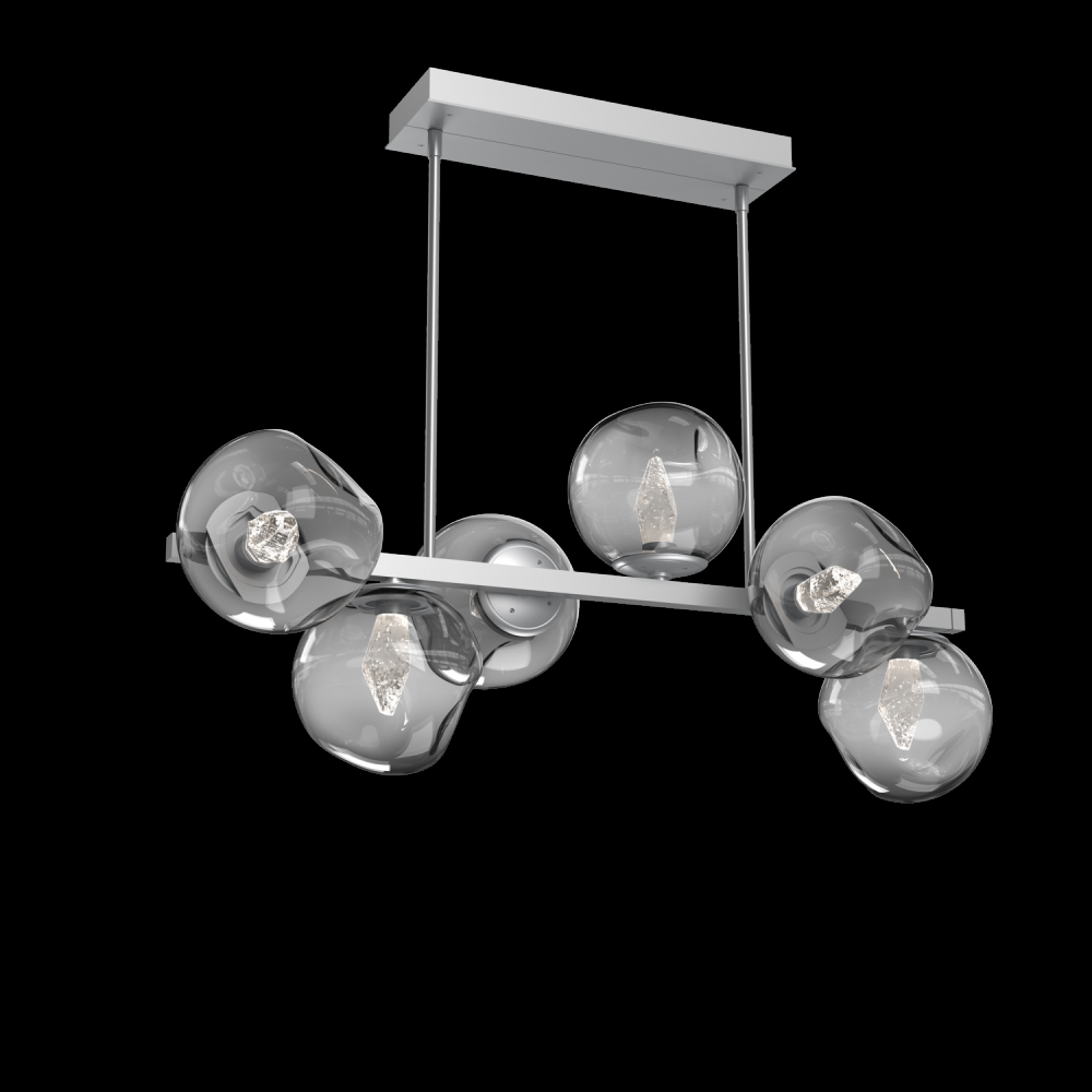 Luna 6pc Twisted Branch-Classic Silver-Geo Inner - Smoke Outer-Threaded Rod Suspension-LED 2700K