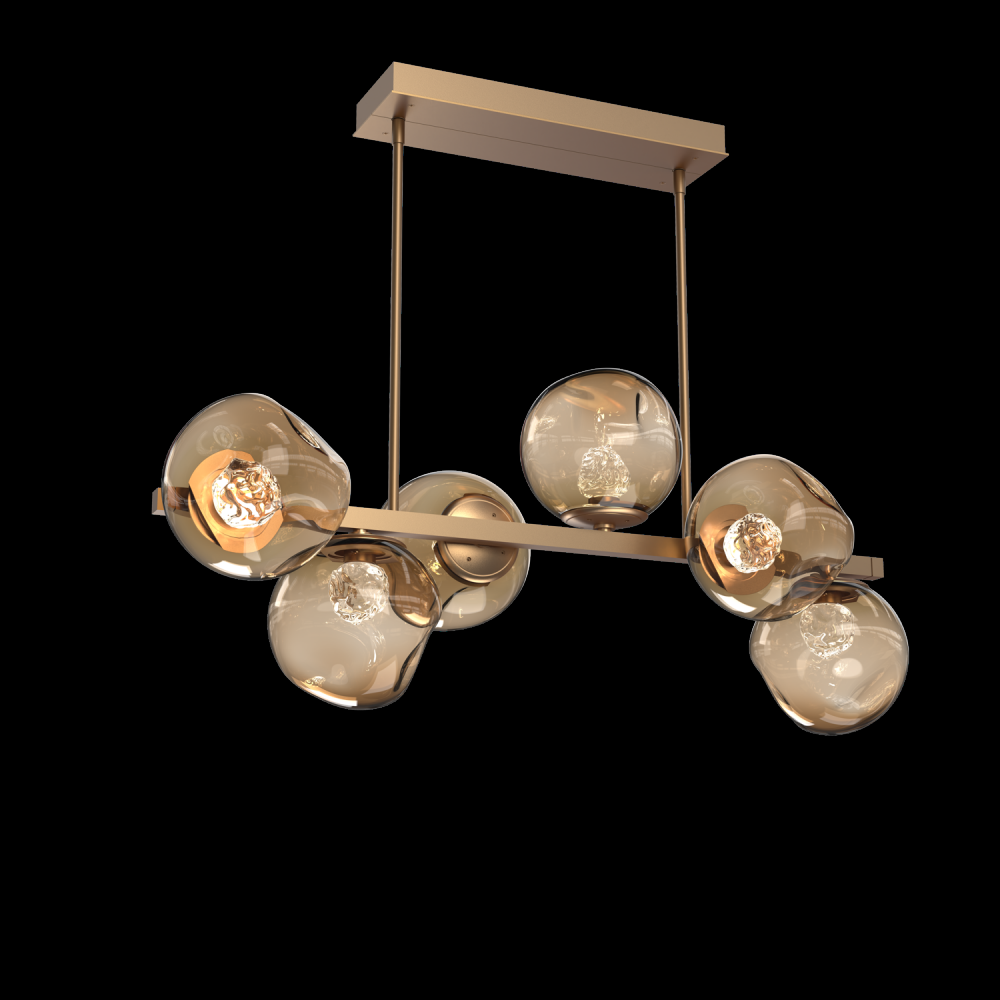 Luna 6pc Twisted Branch-Novel Brass-Floret Inner - Bronze Outer-Threaded Rod Suspension-LED 2700K