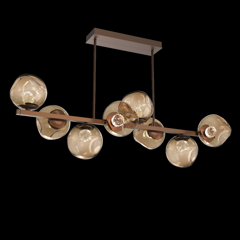 Luna 8pc Twisted Branch-Burnished Bronze-Floret Inner - Bronze Outer-Threaded Rod Suspension-LED