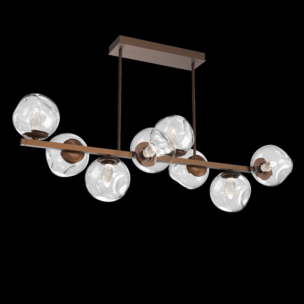 Luna 8pc Twisted Branch-Burnished Bronze-Geo Inner - Clear Outer-Threaded Rod Suspension-LED 2700K