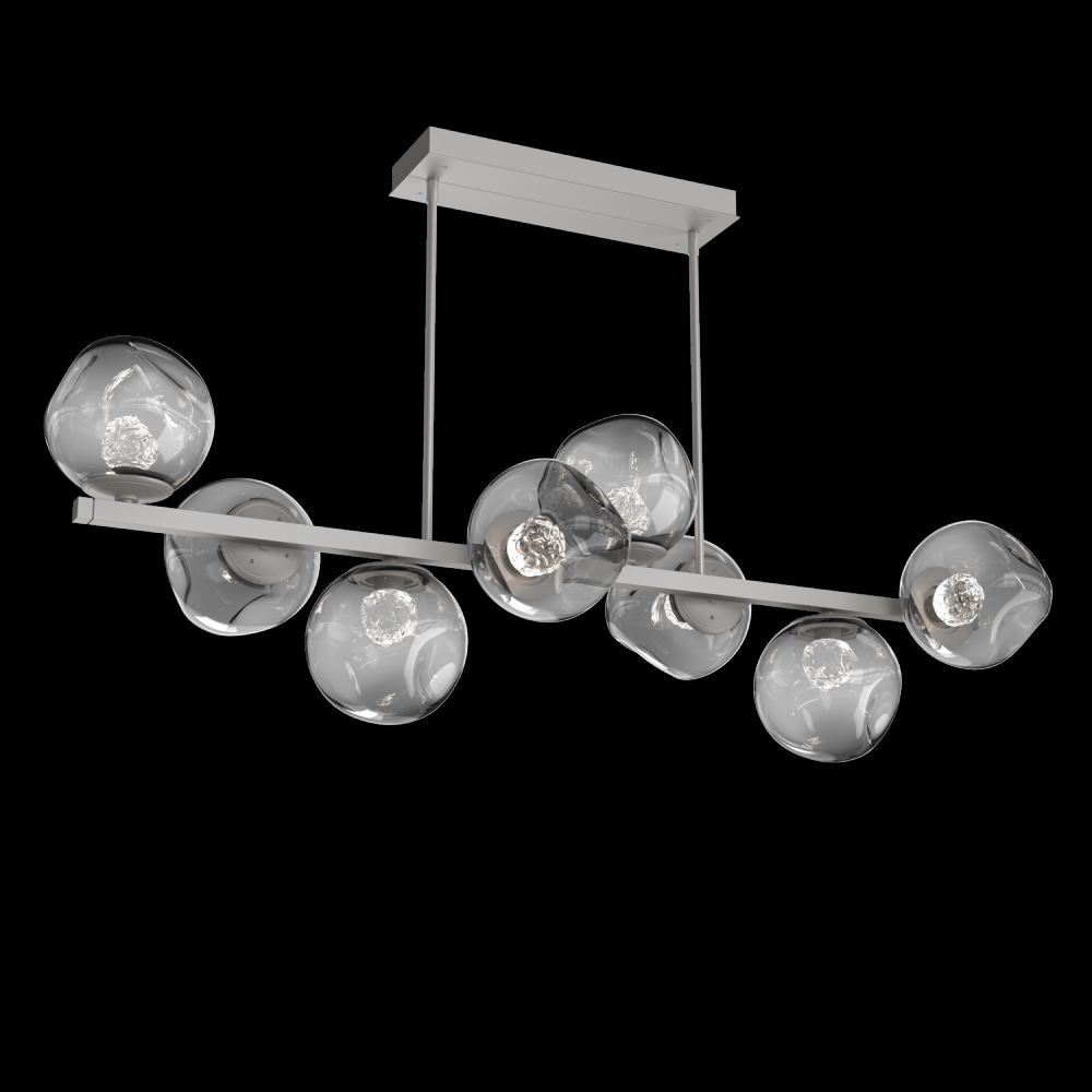 Luna 8pc Twisted Branch-Beige Silver-Floret Inner - Smoke Outer-Threaded Rod Suspension-LED 3000K