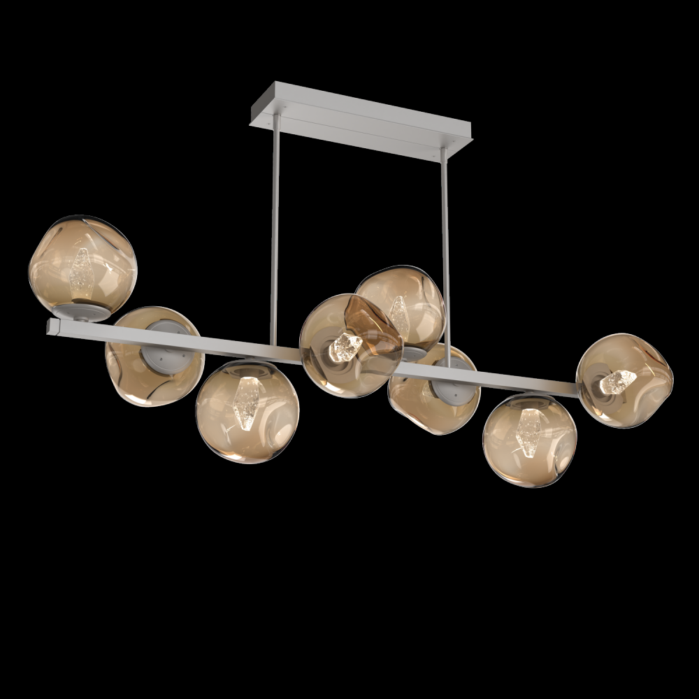 Luna 8pc Twisted Branch-Beige Silver-Geo Inner - Bronze Outer-Threaded Rod Suspension-LED 3000K