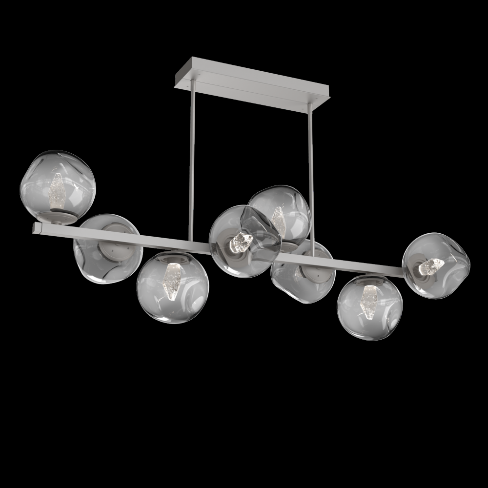 Luna 8pc Twisted Branch-Beige Silver-Geo Inner - Smoke Outer-Threaded Rod Suspension-LED 2700K