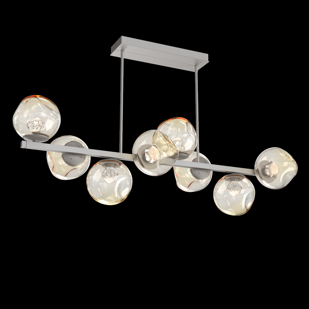 Luna 8pc Twisted Branch-Beige Silver-Zircon Inner - Amber Outer-Threaded Rod Suspension-LED 2700K