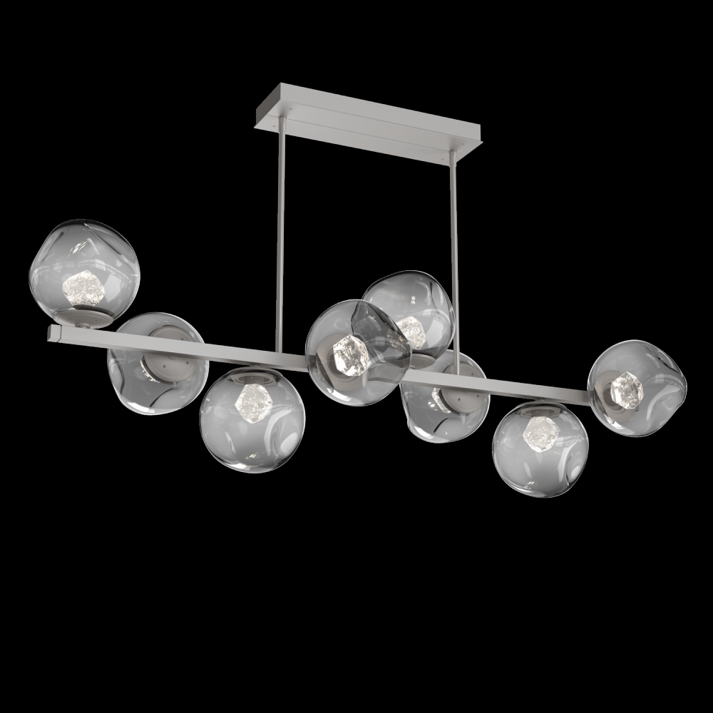 Luna 8pc Twisted Branch-Beige Silver-Zircon Inner - Smoke Outer-Threaded Rod Suspension-LED 2700K