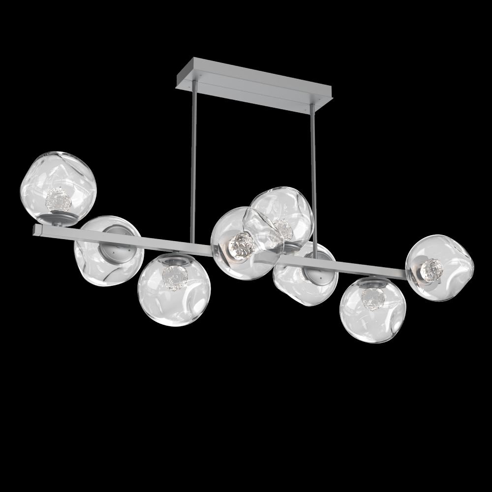 Luna 8pc Twisted Branch-Classic Silver-Floret Inner - Clear Outer-Threaded Rod Suspension-LED 3000K