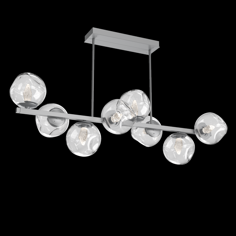 Luna 8pc Twisted Branch-Classic Silver-Geo Inner - Clear Outer-Threaded Rod Suspension-LED 2700K