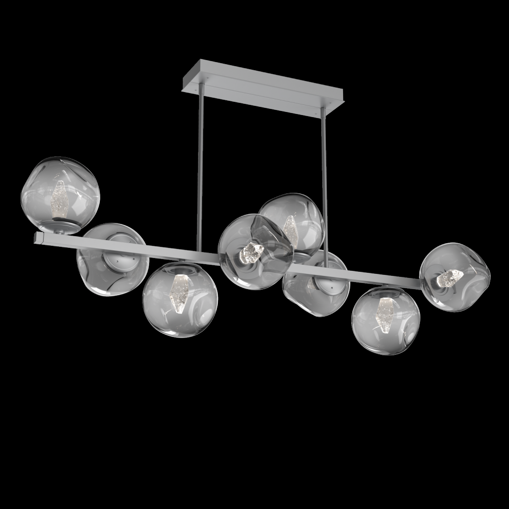 Luna 8pc Twisted Branch-Classic Silver-Geo Inner - Smoke Outer-Threaded Rod Suspension-LED 3000K