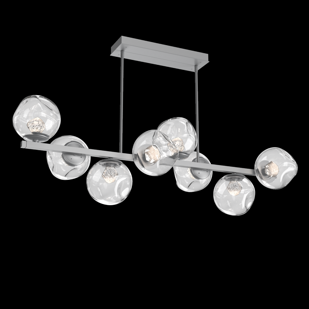 Luna 8pc Twisted Branch-Classic Silver-Zircon Inner - Clear Outer-Threaded Rod Suspension-LED 2700K