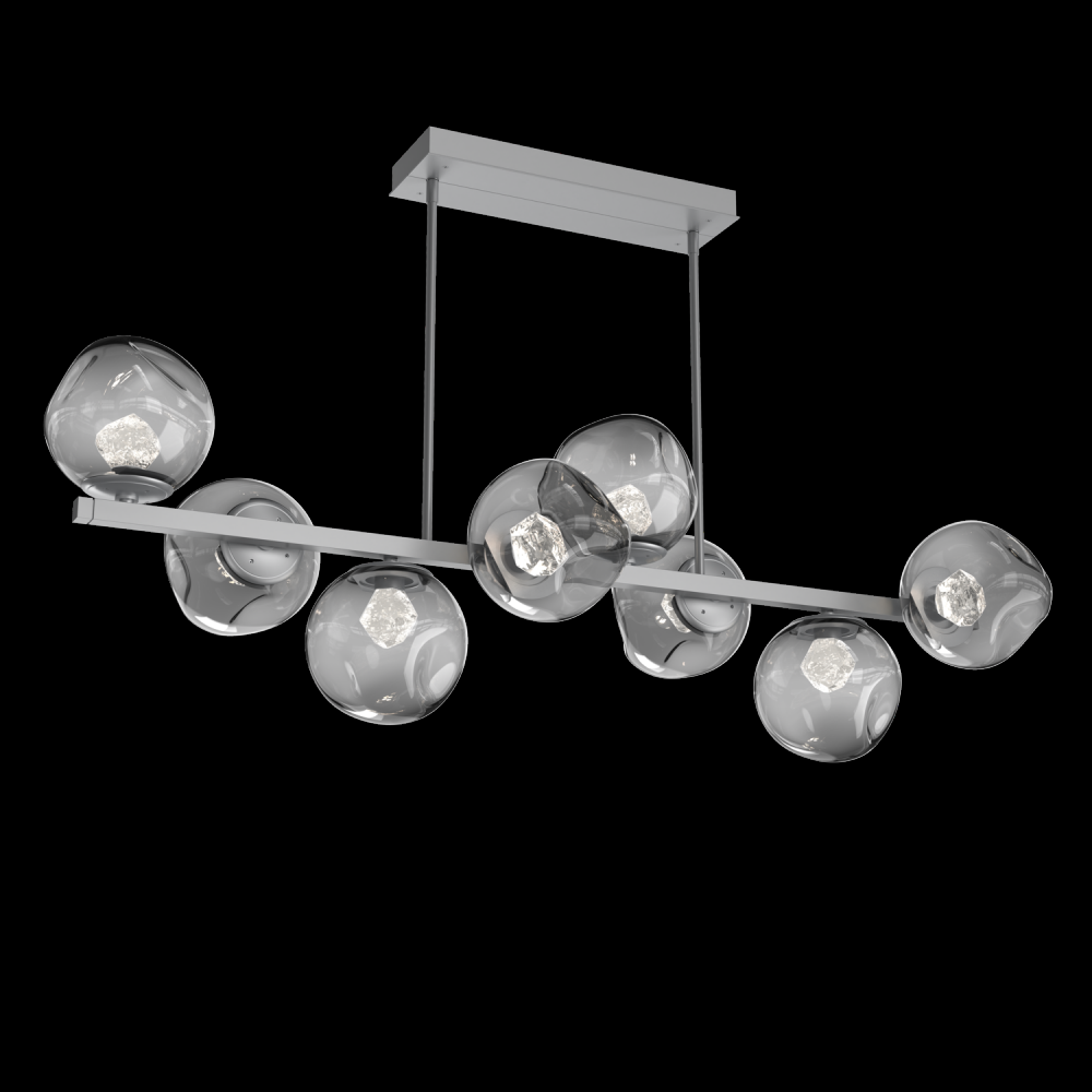 Luna 8pc Twisted Branch-Classic Silver-Zircon Inner - Smoke Outer-Threaded Rod Suspension-LED 2700K