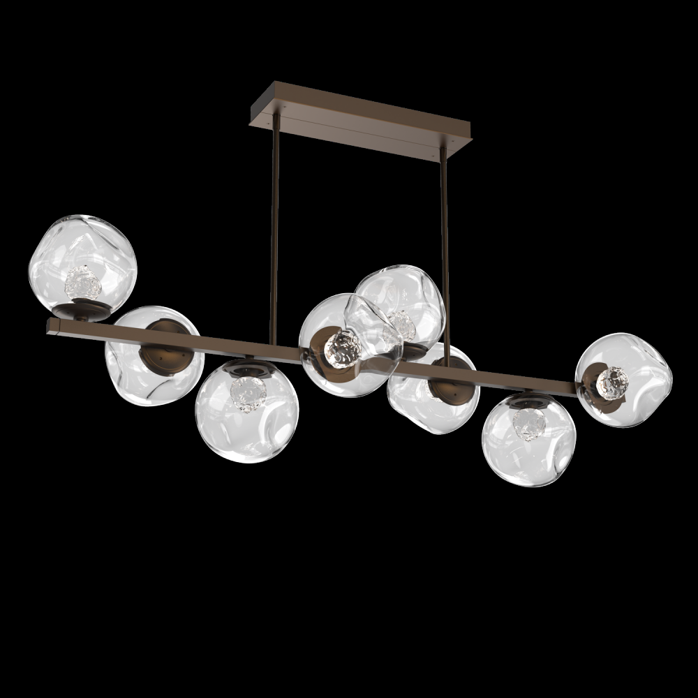 Luna 8pc Twisted Branch-Flat Bronze-Floret Inner - Clear Outer-Threaded Rod Suspension-LED 3000K
