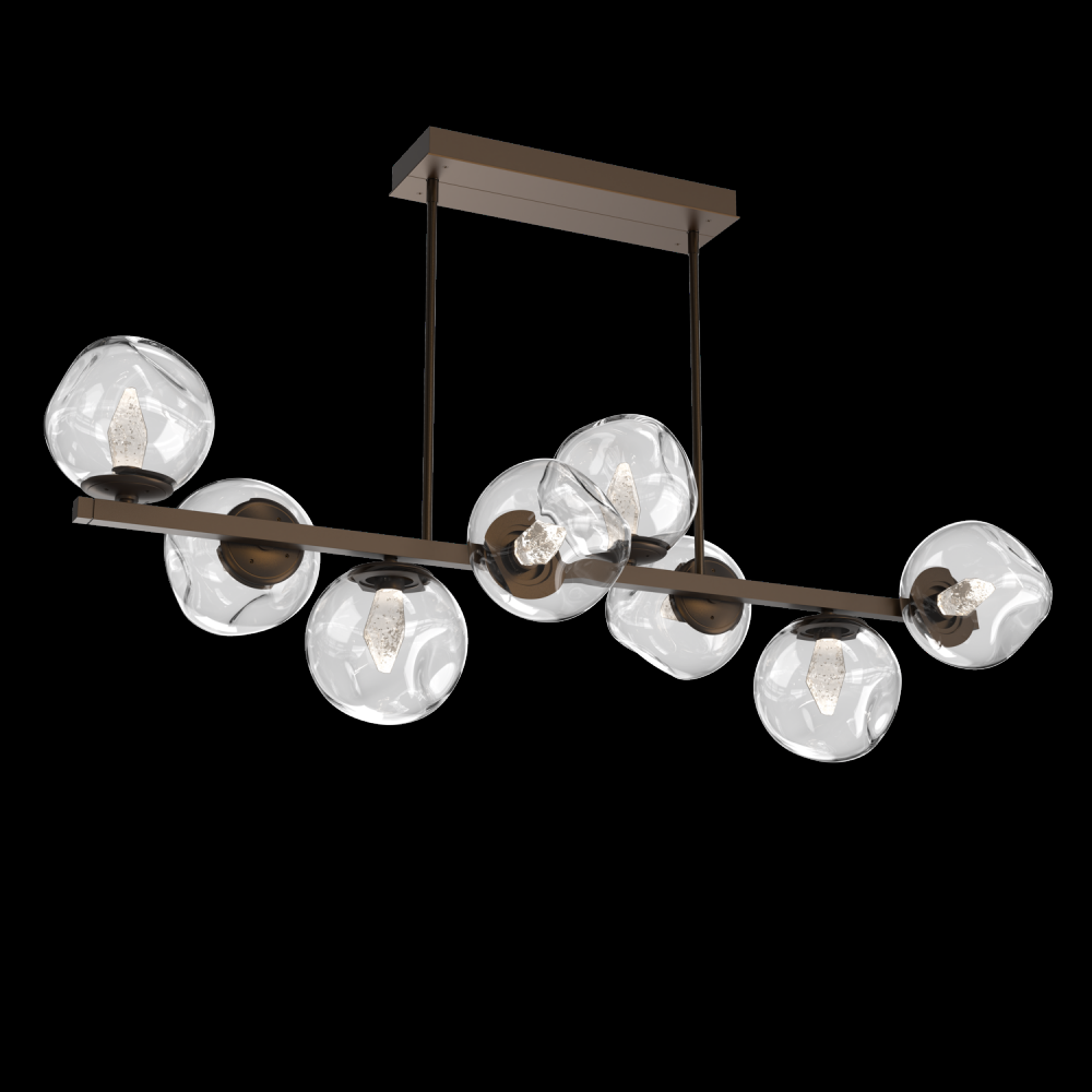 Luna 8pc Twisted Branch-Flat Bronze-Geo Inner - Clear Outer-Threaded Rod Suspension-LED 3000K