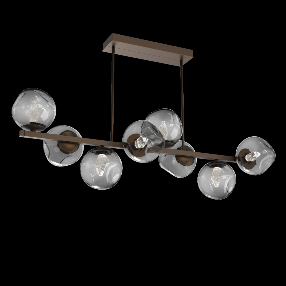 Luna 8pc Twisted Branch-Flat Bronze-Geo Inner - Smoke Outer-Threaded Rod Suspension-LED 3000K
