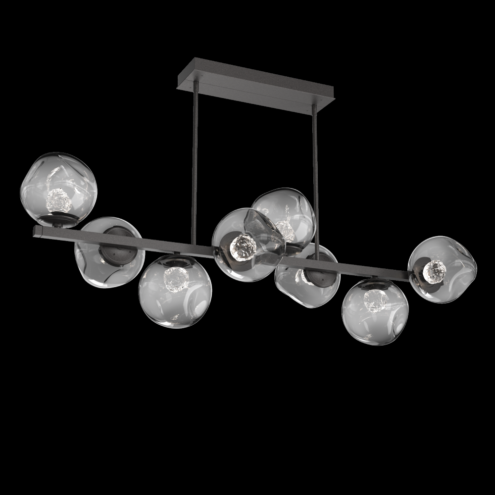 Luna 8pc Twisted Branch-Graphite-Floret Inner - Smoke Outer-Threaded Rod Suspension-LED 2700K
