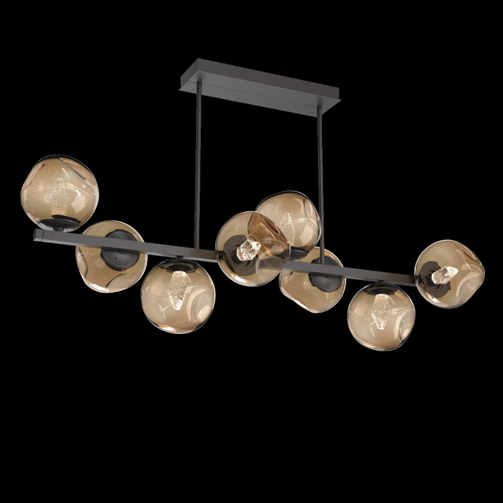 Luna 8pc Twisted Branch-Graphite-Geo Inner - Bronze Outer-Threaded Rod Suspension-LED 2700K