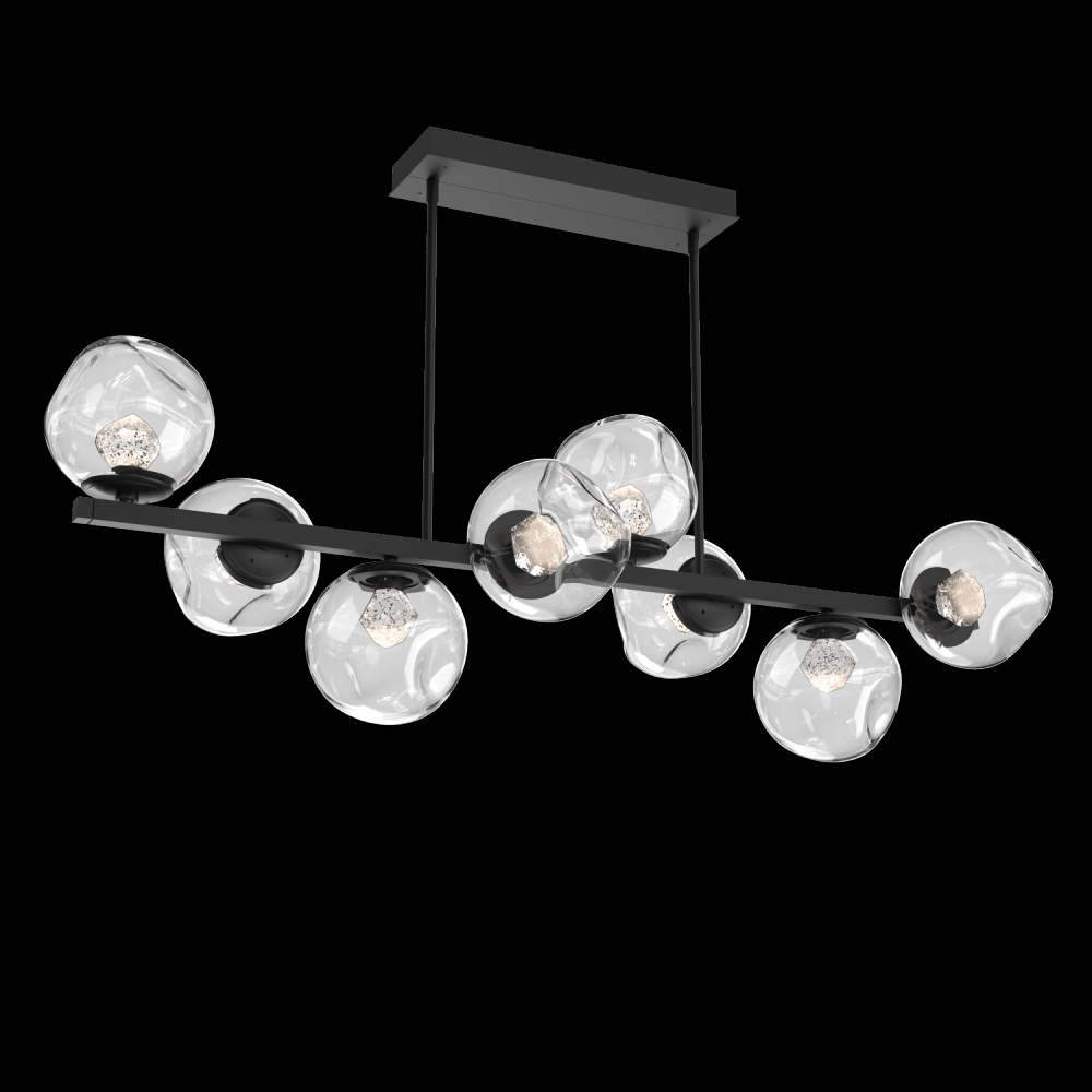Luna 8pc Twisted Branch-Matte Black-Zircon Inner - Clear Outer-Threaded Rod Suspension-LED 2700K
