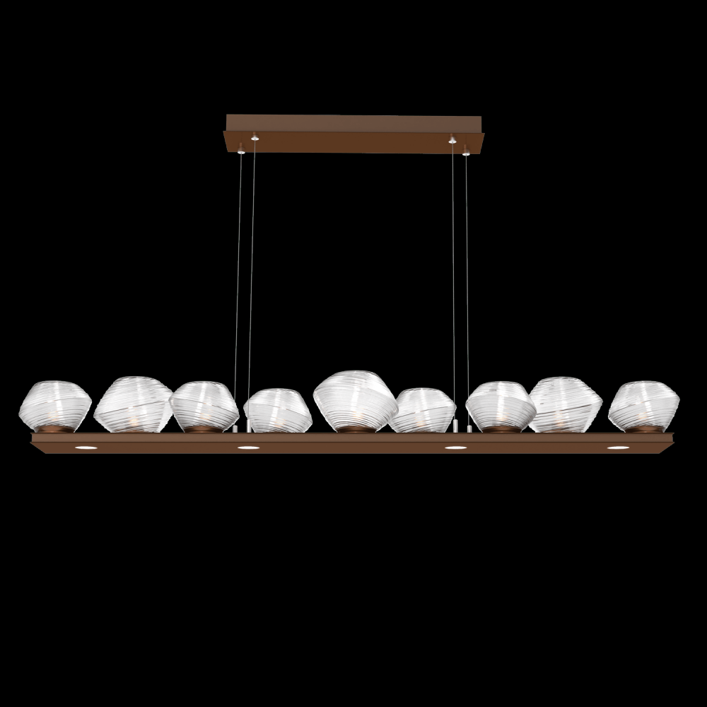 Mesa 59&#34; Linear Suspension-Burnished Bronze-Clear Blown Glass