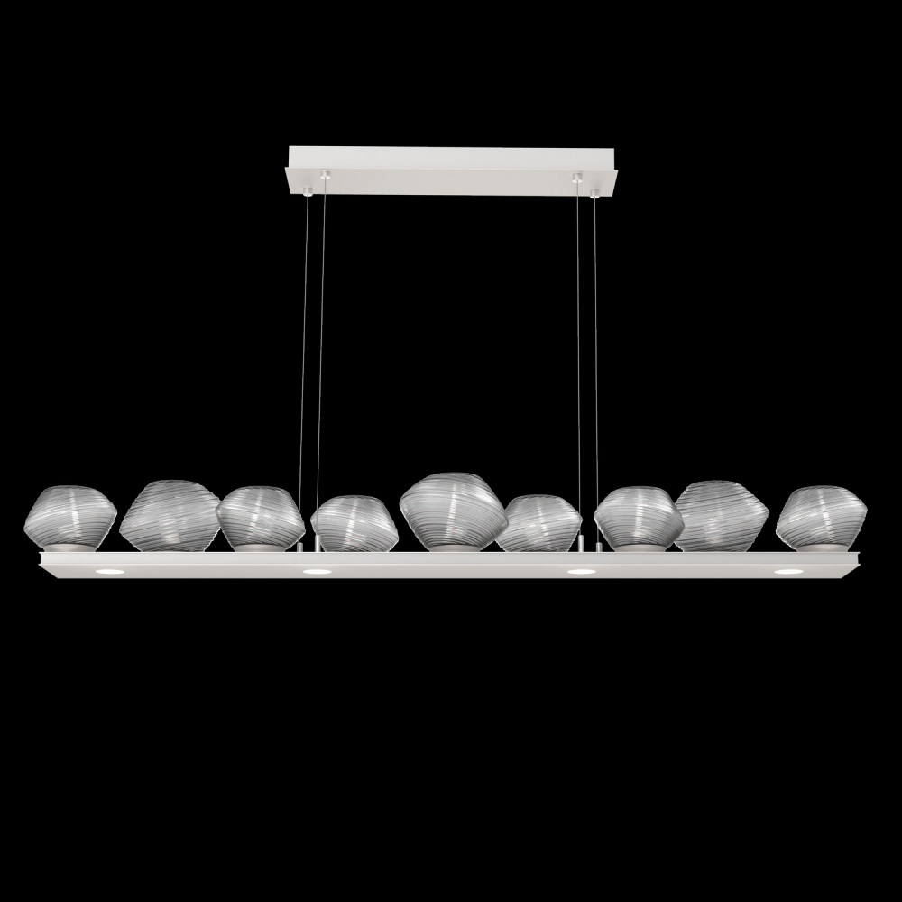 Mesa 59&#34; Linear Suspension-Beige Silver-Smoke Blown Glass