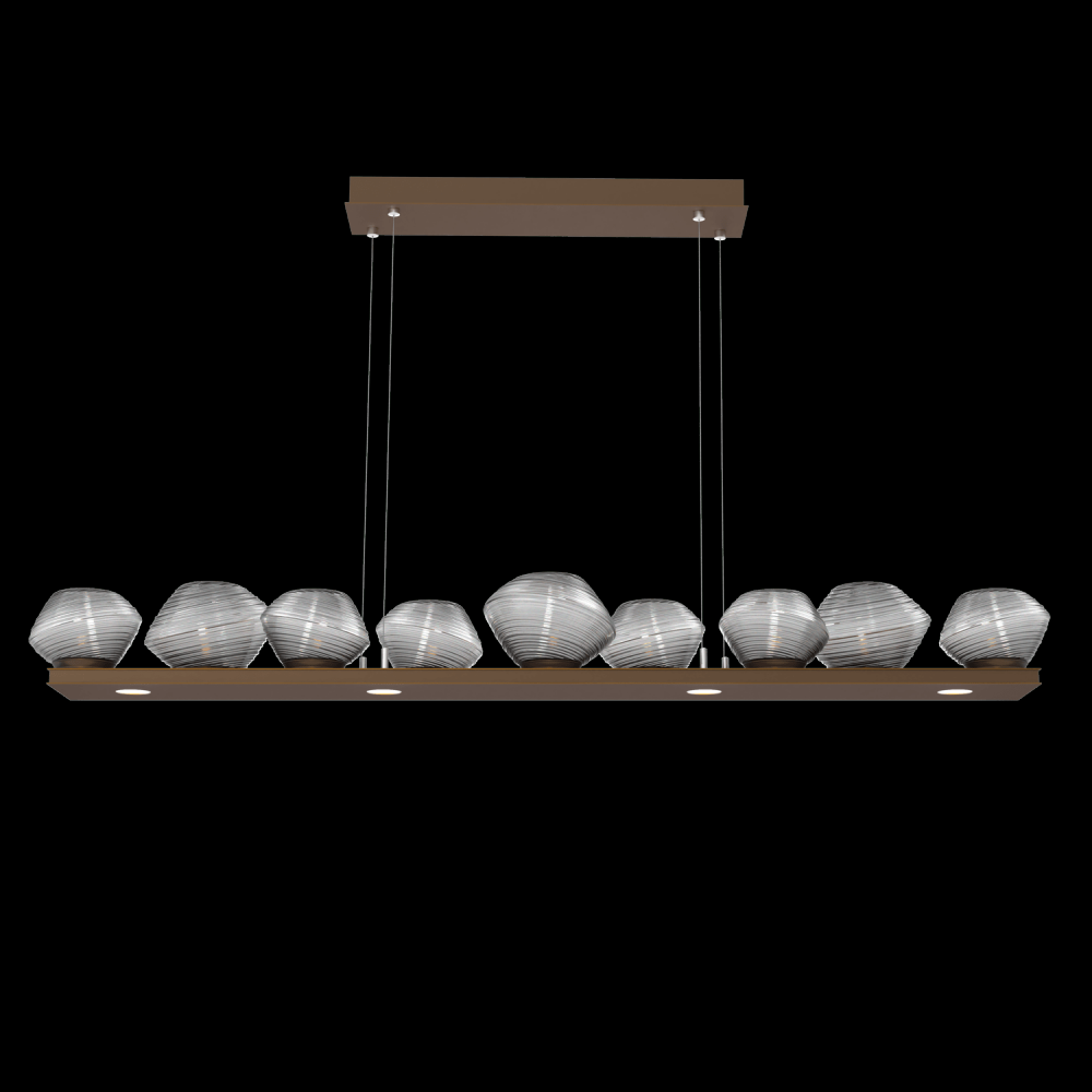 Mesa 59&#34; Linear Suspension-Flat Bronze-Smoke Blown Glass